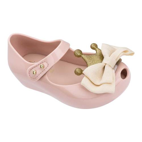 Mini Melissa Kids Crown Princess Bow B Pink Water Resistant Mary Jane Flats